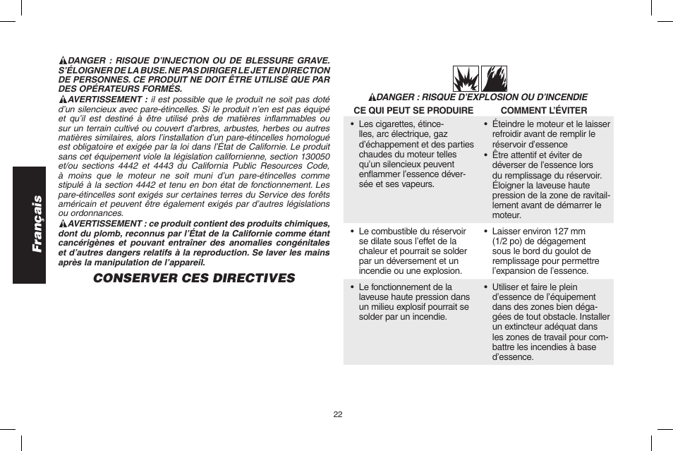 Français, Conserver ces directives | DeWalt DP3700 User Manual | Page 22 / 64