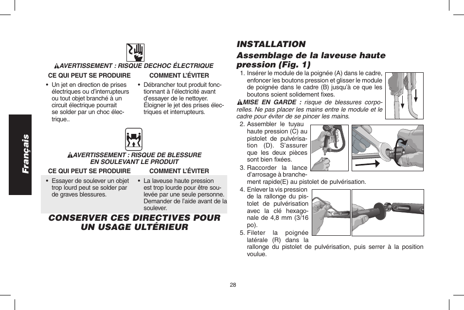 Français | DeWalt DP3700 User Manual | Page 28 / 64