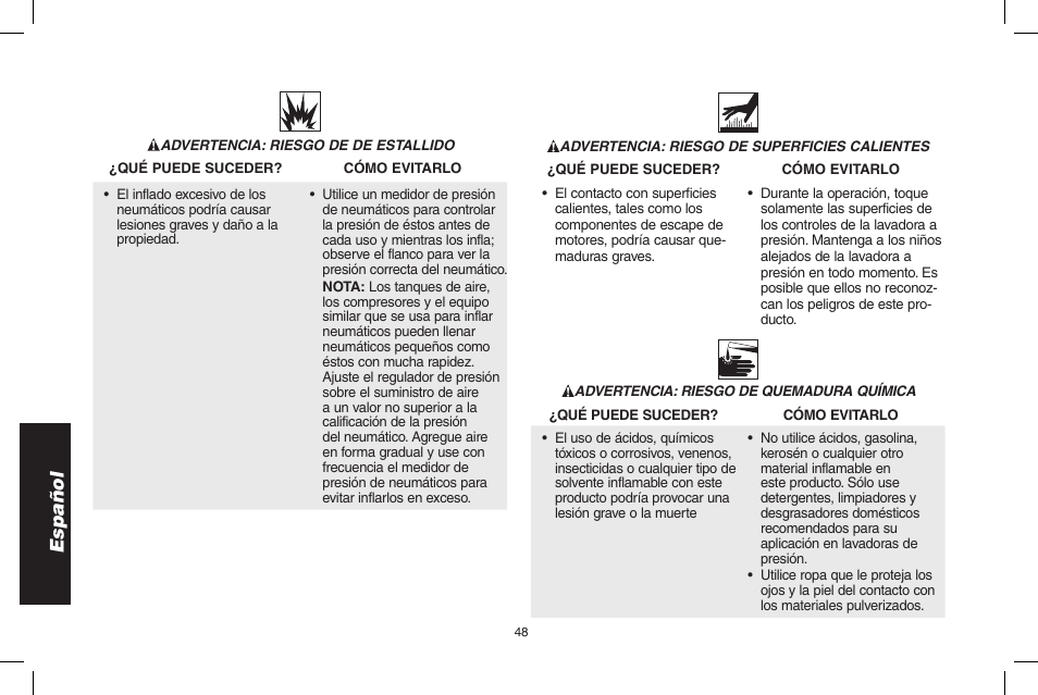 Español | DeWalt DP3700 User Manual | Page 48 / 64