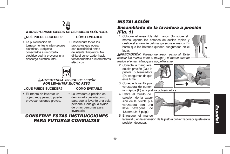 Español | DeWalt DP3700 User Manual | Page 49 / 64