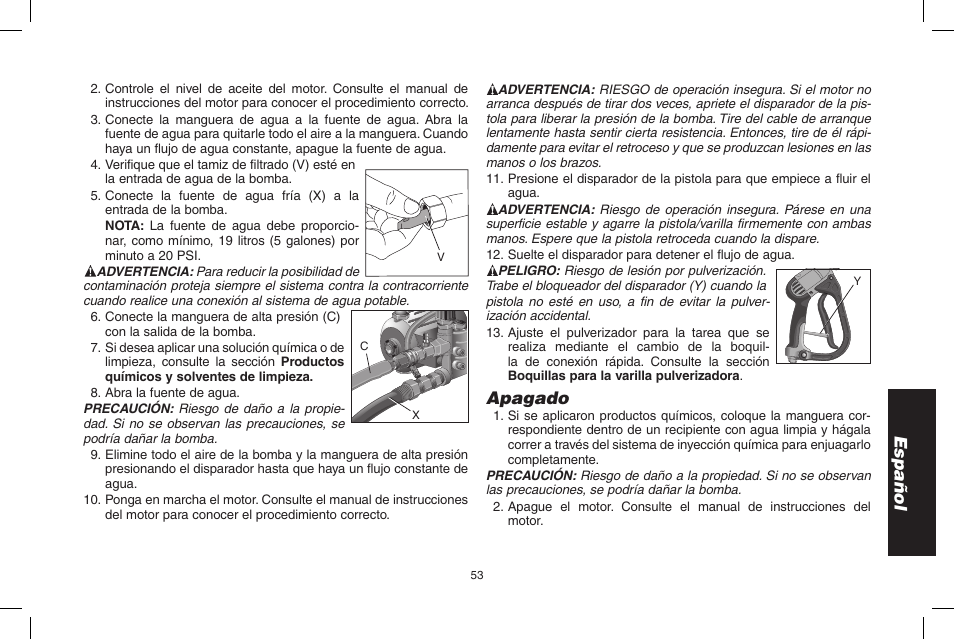 Español, Apagado | DeWalt DP3700 User Manual | Page 53 / 64