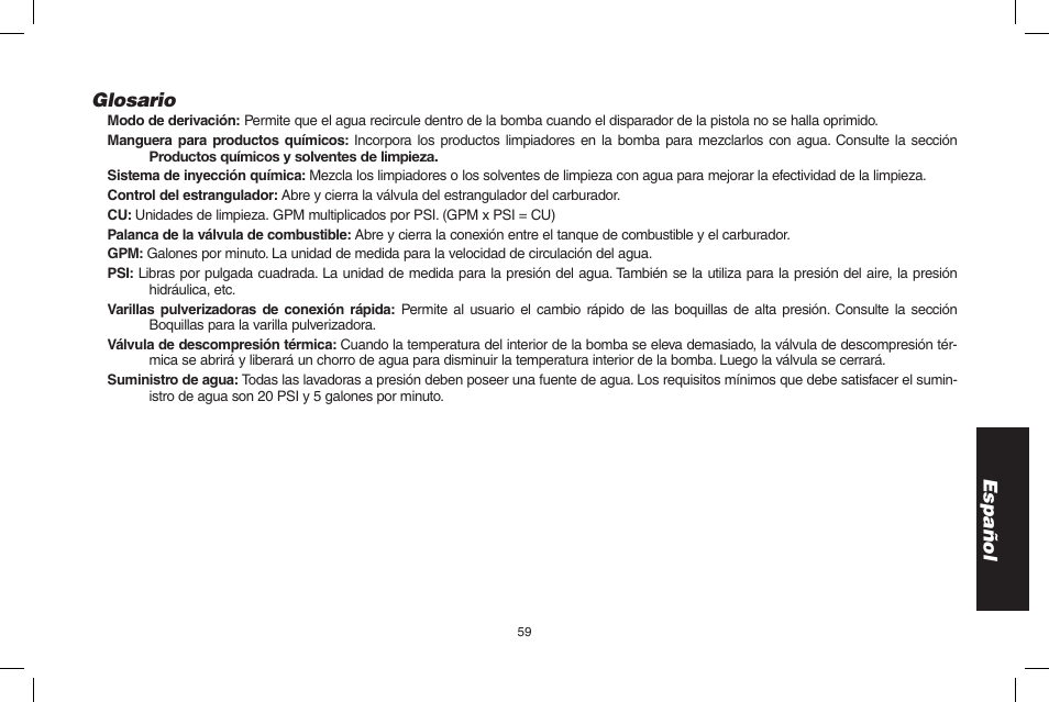Español glosario | DeWalt DP3700 User Manual | Page 59 / 64