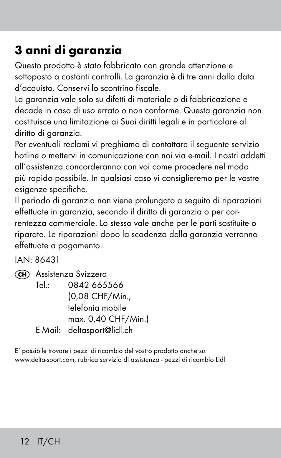 3 anni di garanzia | Playtive Bocce Set User Manual | Page 12 / 20