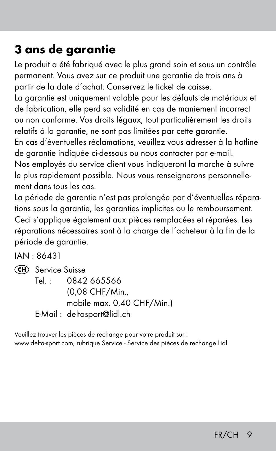 3 ans de garantie | Playtive Bocce Set User Manual | Page 9 / 20
