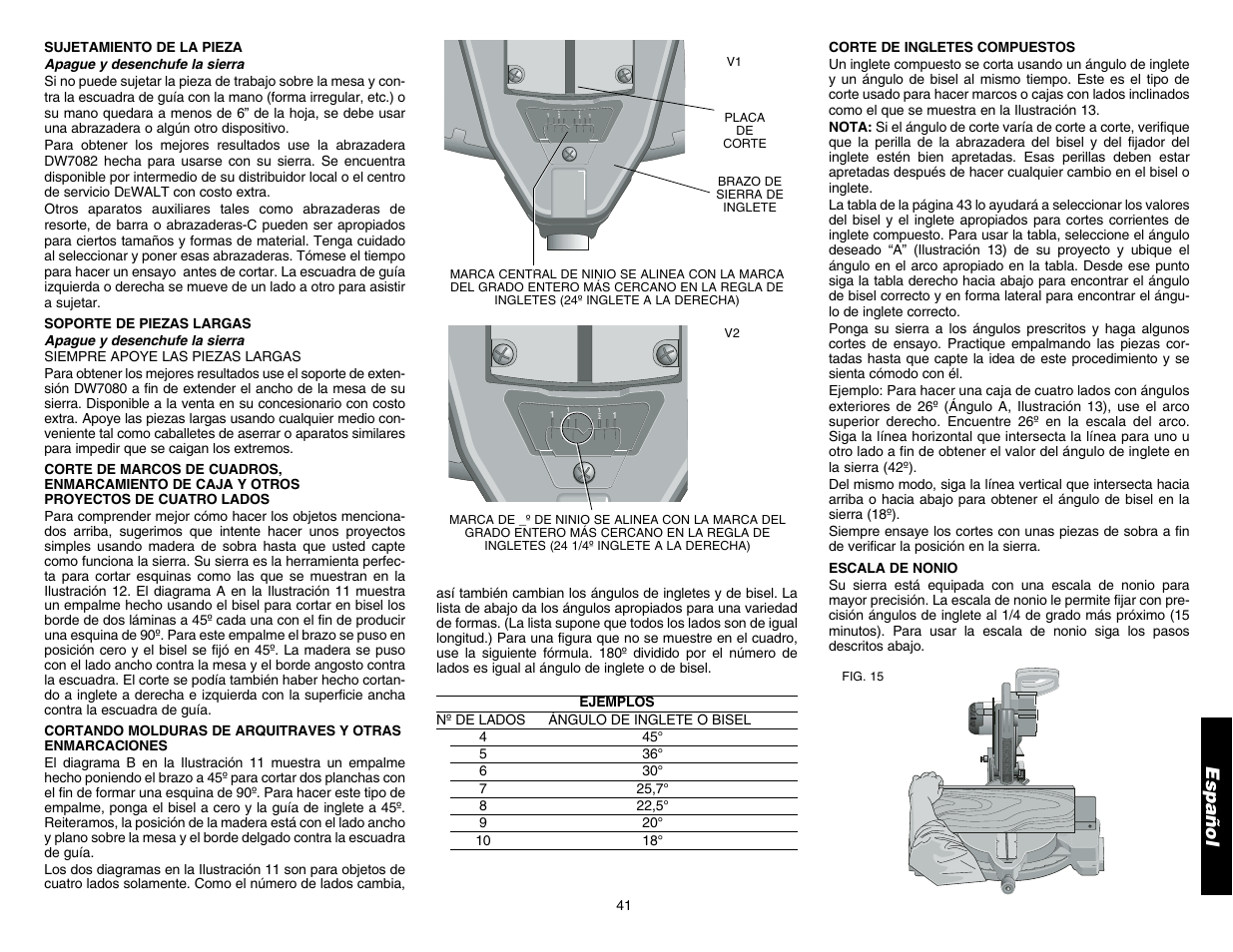 Español | DeWalt DW706 User Manual | Page 43 / 52