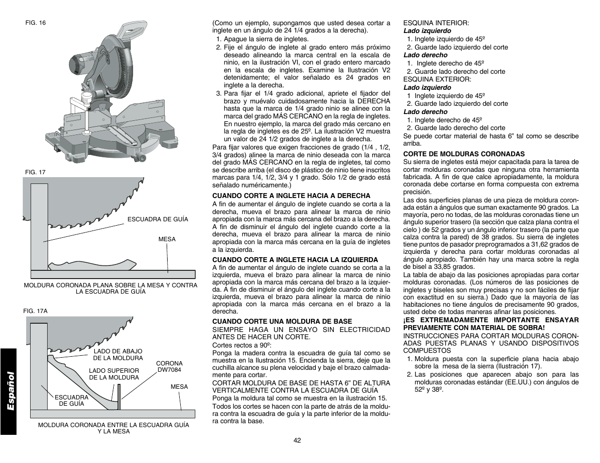 Español | DeWalt DW706 User Manual | Page 44 / 52