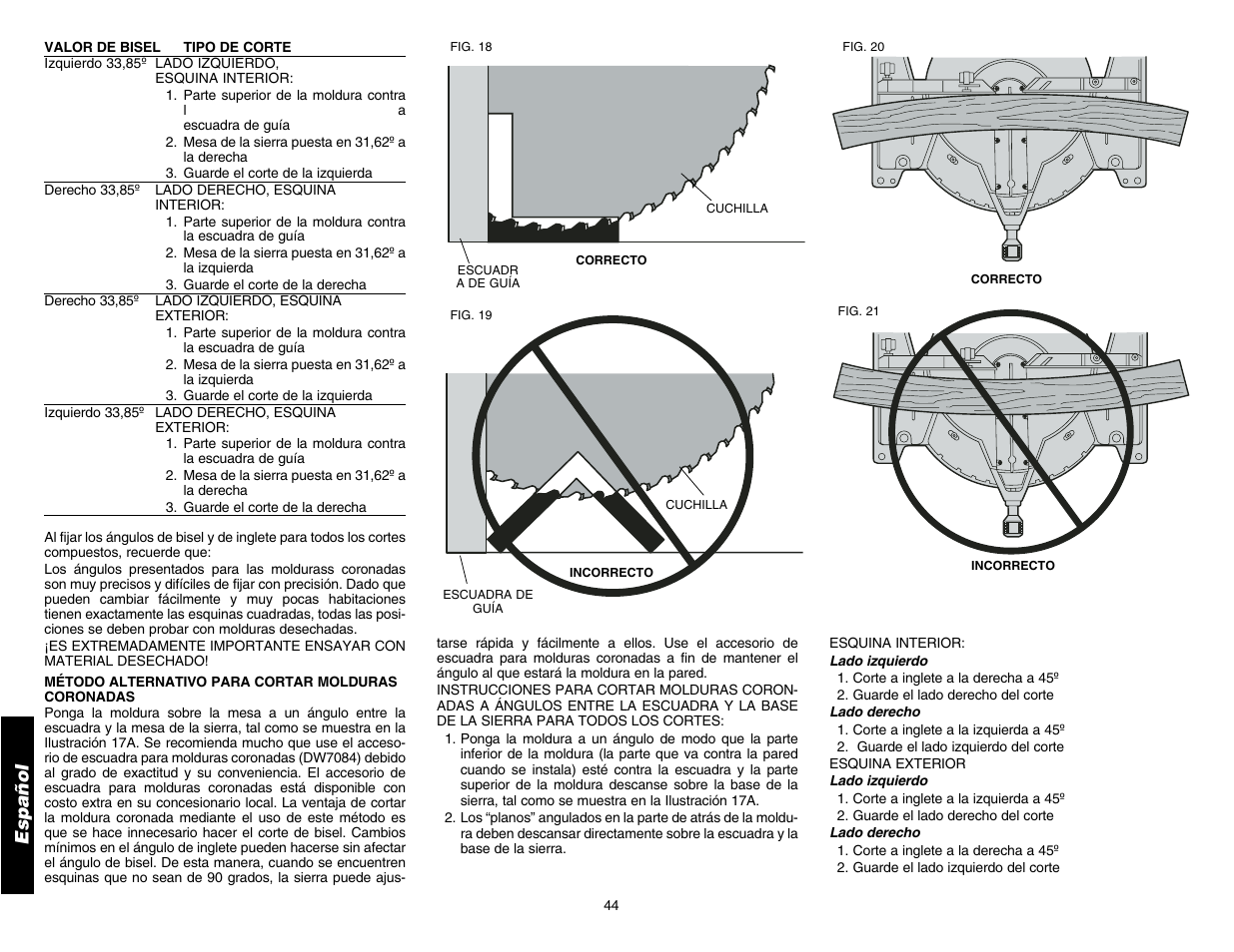 Español | DeWalt DW706 User Manual | Page 46 / 52