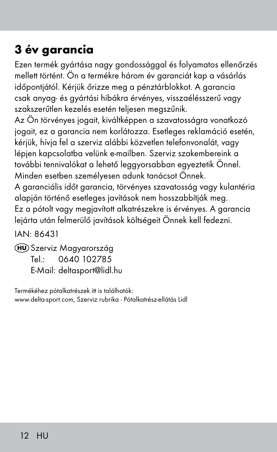 3 év garancia | Playtive Bocce Set User Manual | Page 12 / 28