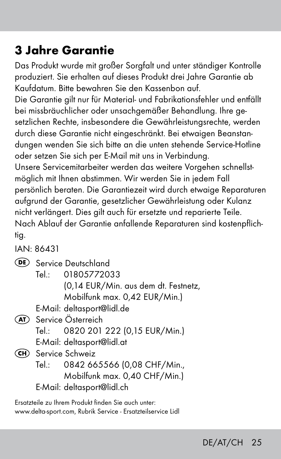 3 jahre garantie | Playtive Bocce Set User Manual | Page 25 / 28