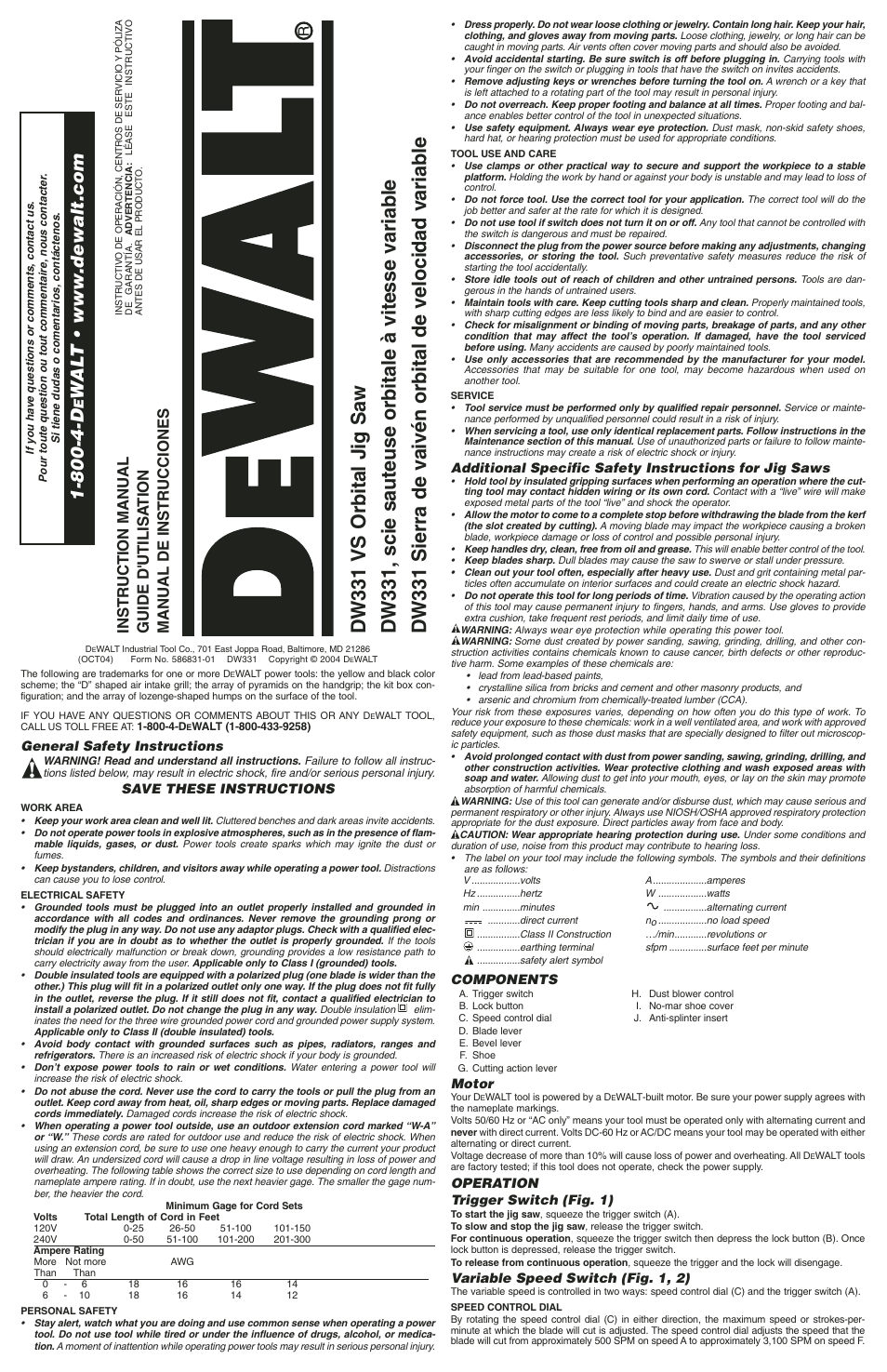 DeWalt DW331 User Manual | 6 pages