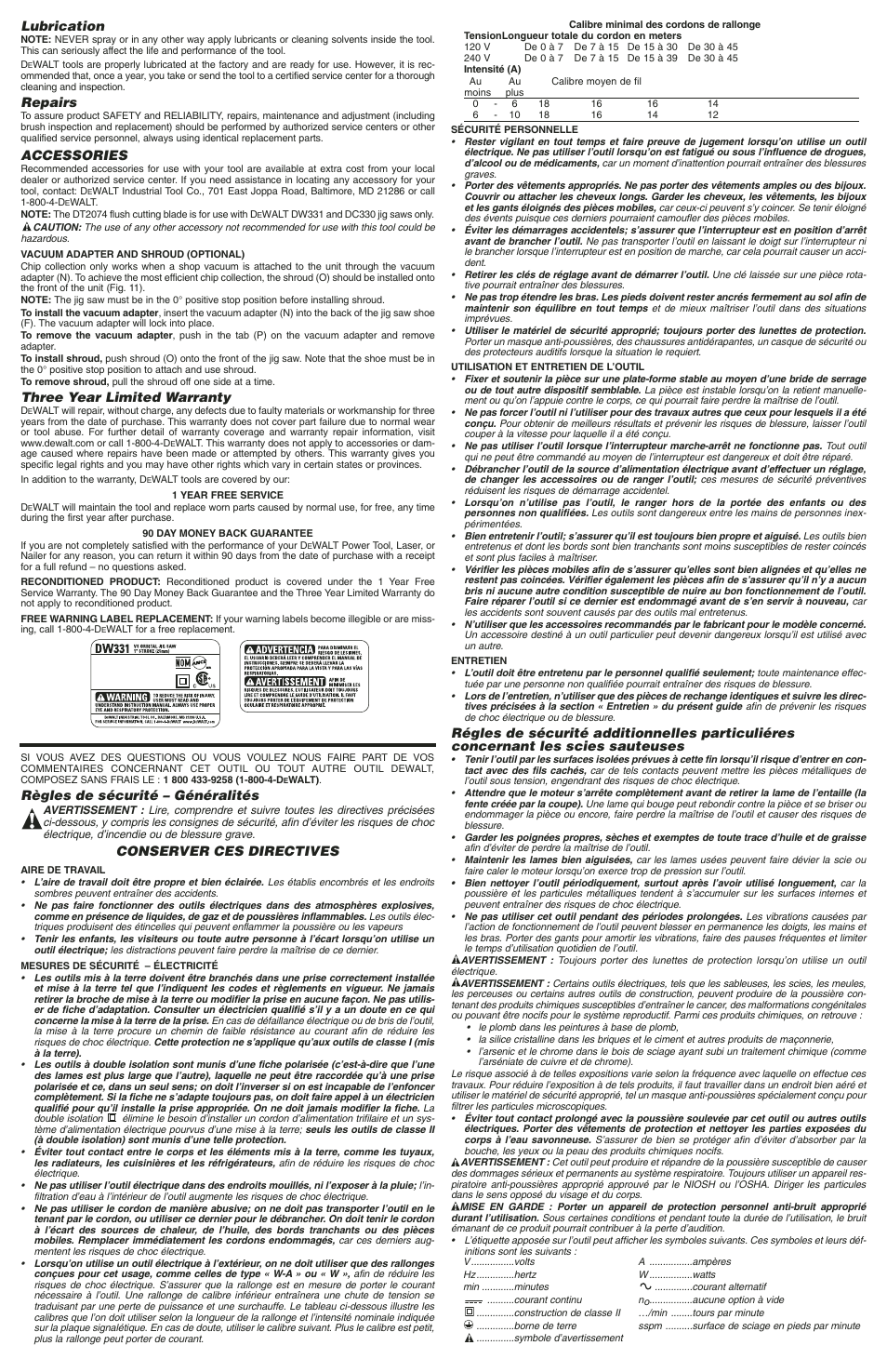 DeWalt DW331 User Manual | Page 3 / 6
