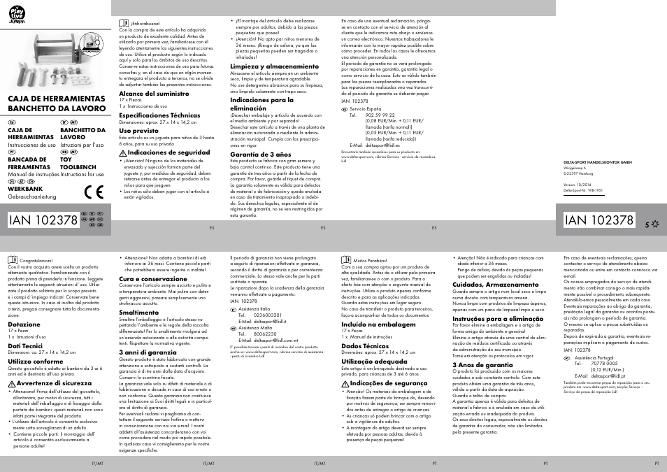 Playtive Toy Toolbench User Manual | 2 pages