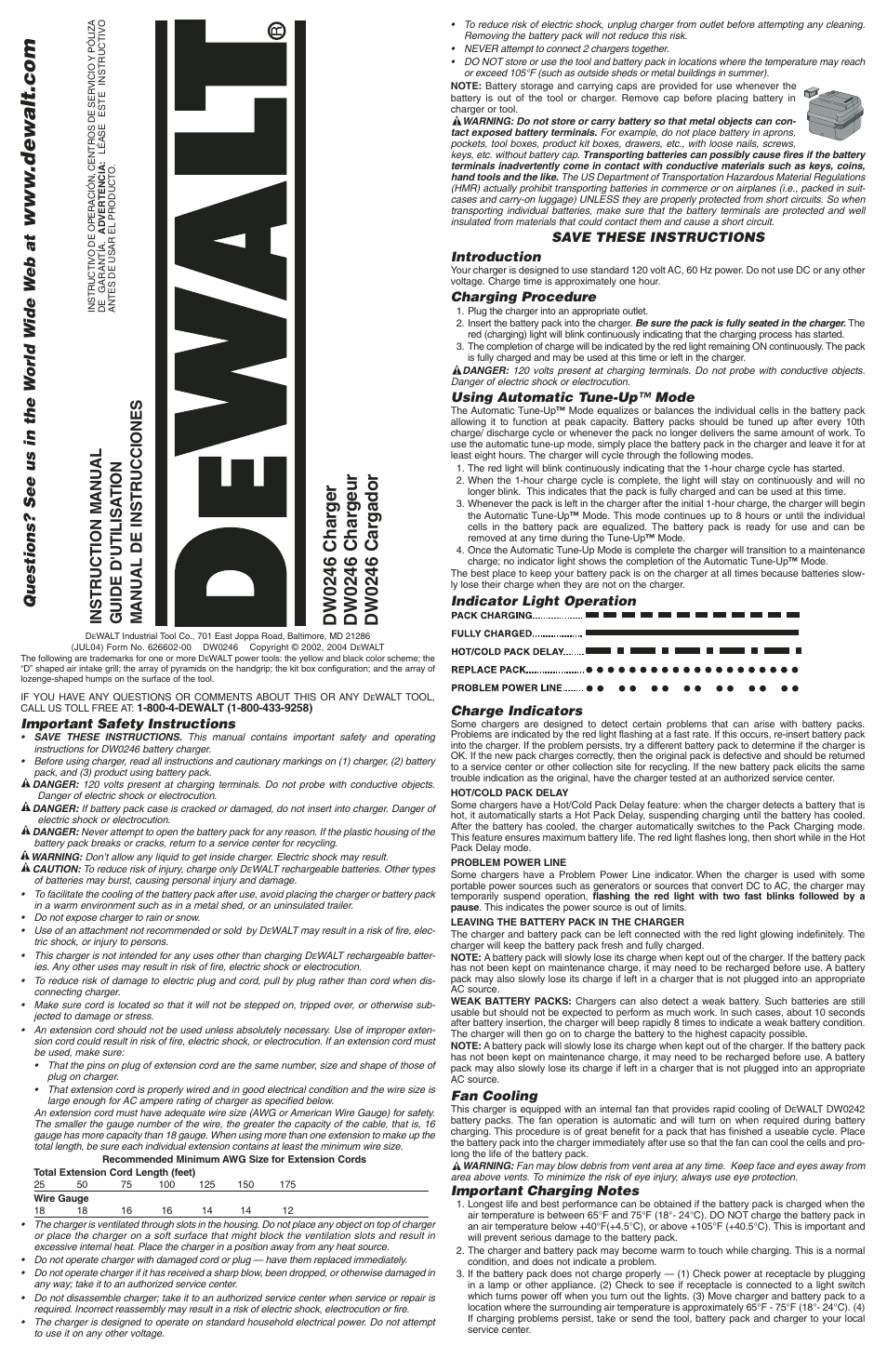 DeWalt DW0246 User Manual | 4 pages