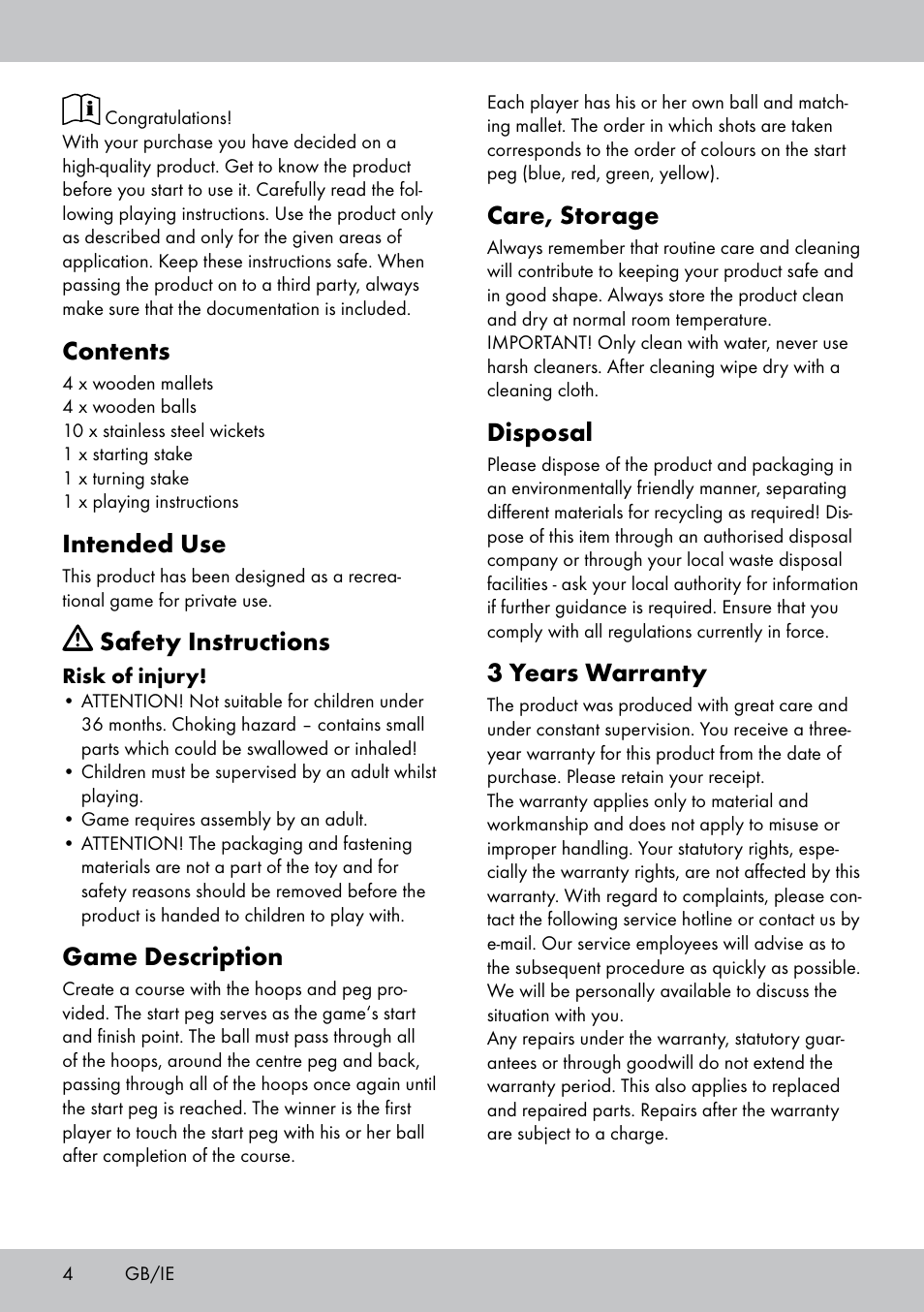 Playtive CROQUET SET User Manual | Page 4 / 16