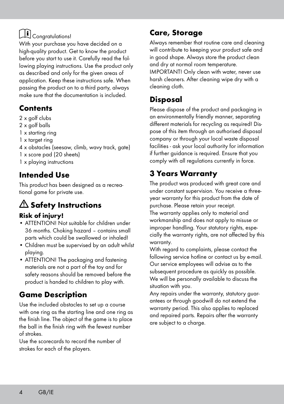 Playtive MINI GOLF SET User Manual | Page 4 / 16