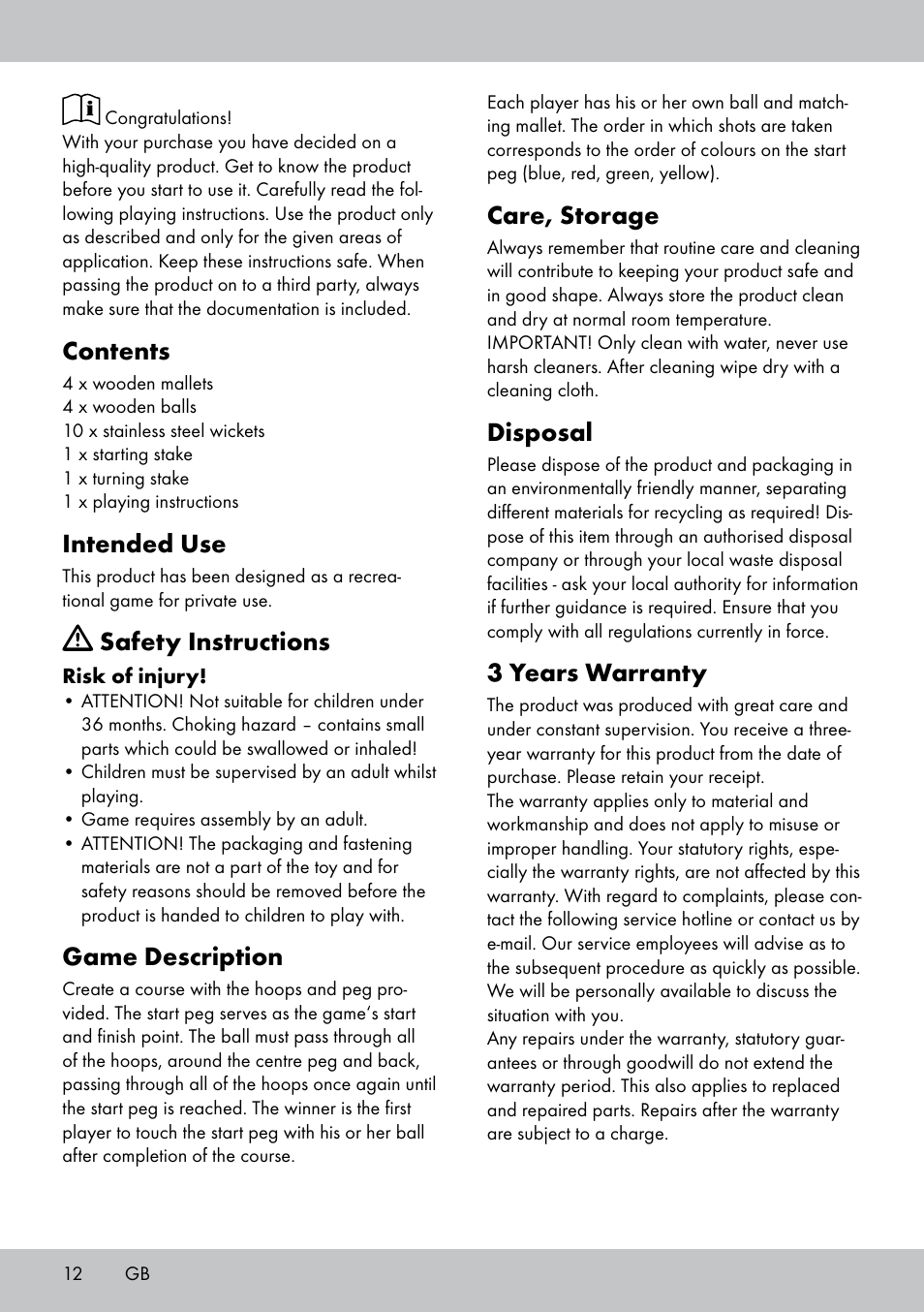 Playtive CROQUET SET User Manual | Page 12 / 16