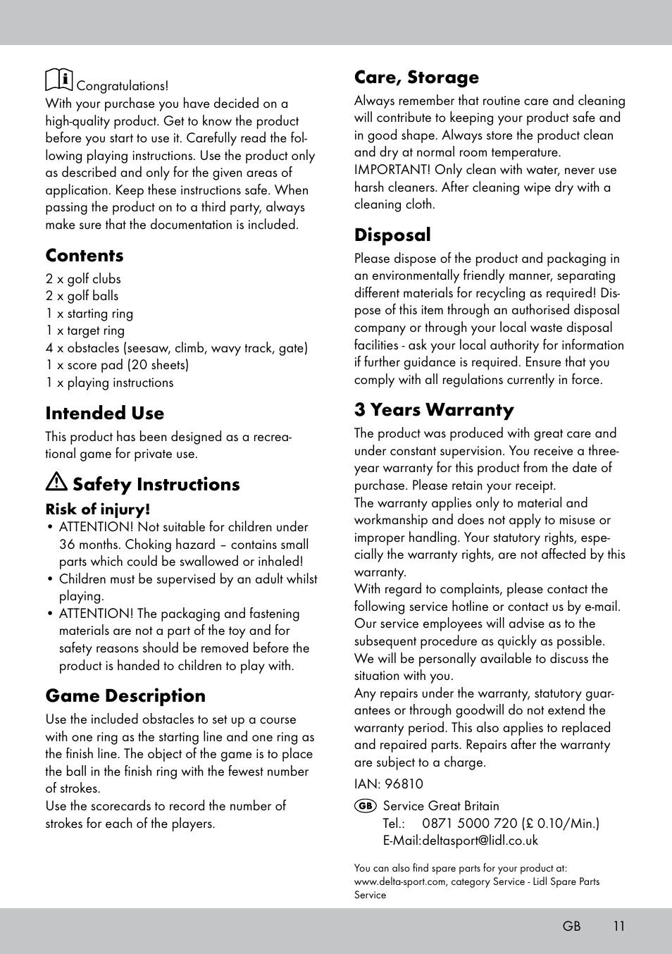 Playtive MINI GOLF SET User Manual | Page 11 / 12