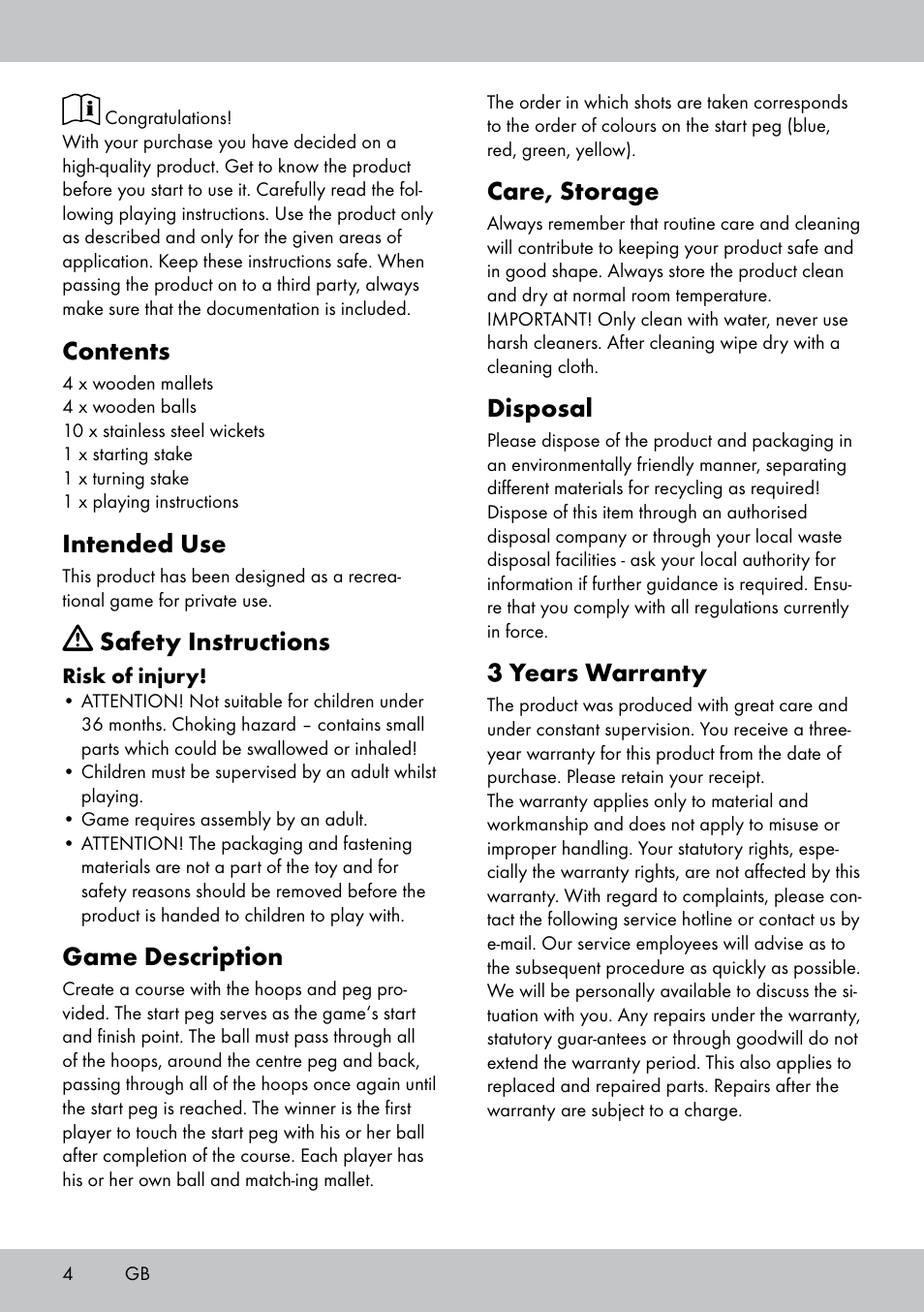 Playtive CROQUET SET User Manual | Page 4 / 16