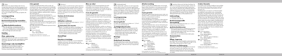 Leveringsomfang, Bestemmelsesmæssig anvendelse, Sikkerhedsinformationer | Samling, Pleje, opbevaring, Henvisninger vedr. bortskaffelse, 3 års garanti, Contenu de la livraison, Utilisation conforme, Instructions de sécurité | Playtive BUILD-YOUR-OWN FARM PUZZLE User Manual | Page 2 / 2