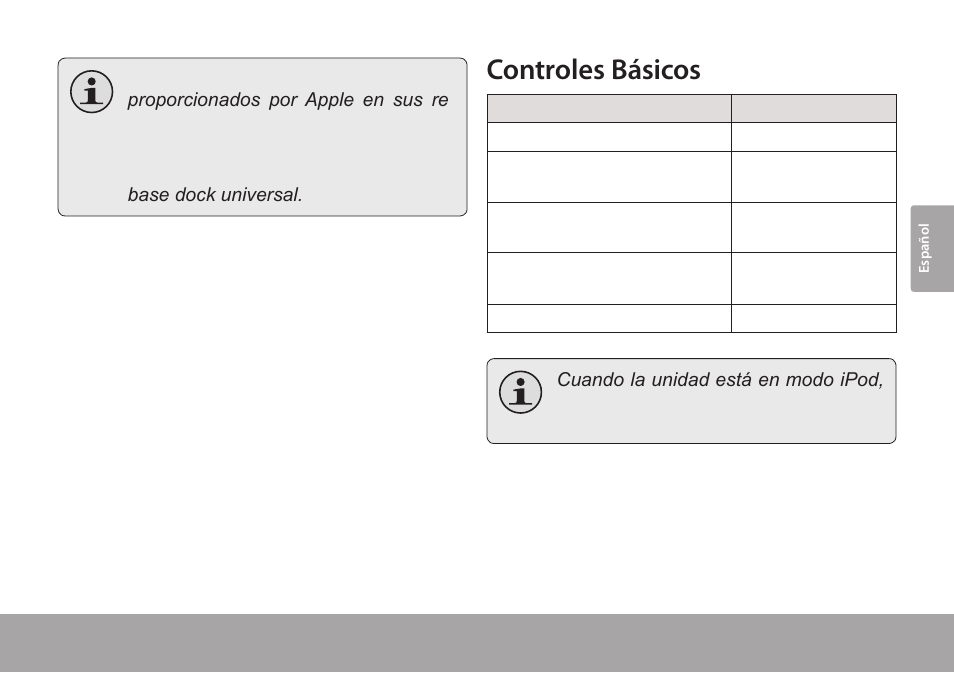 Conectar un dispositivo auxiliar, Controles básicos | COBY CSMP175 User Manual | Page 31 / 62