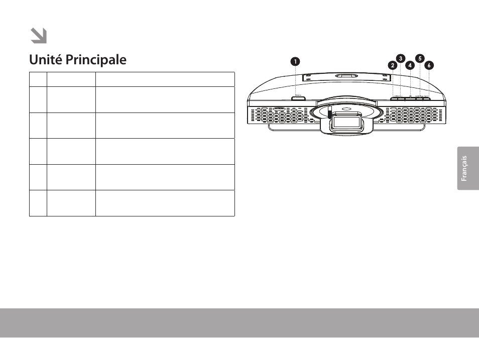 Csmp175 en un coup d’oeil, Unité principale | COBY CSMP175 User Manual | Page 45 / 62