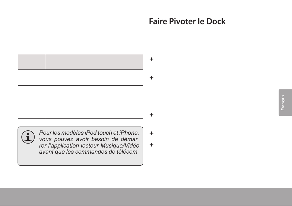 Faire pivoter le dock | COBY CSMP175 User Manual | Page 53 / 62