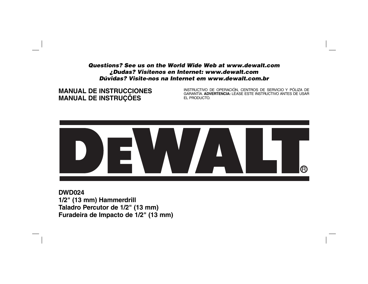 DeWalt DWD024 User Manual | 32 pages