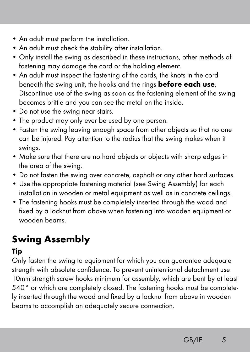 Swing assembly | Playtive Swing Brettschaukel User Manual | Page 3 / 40