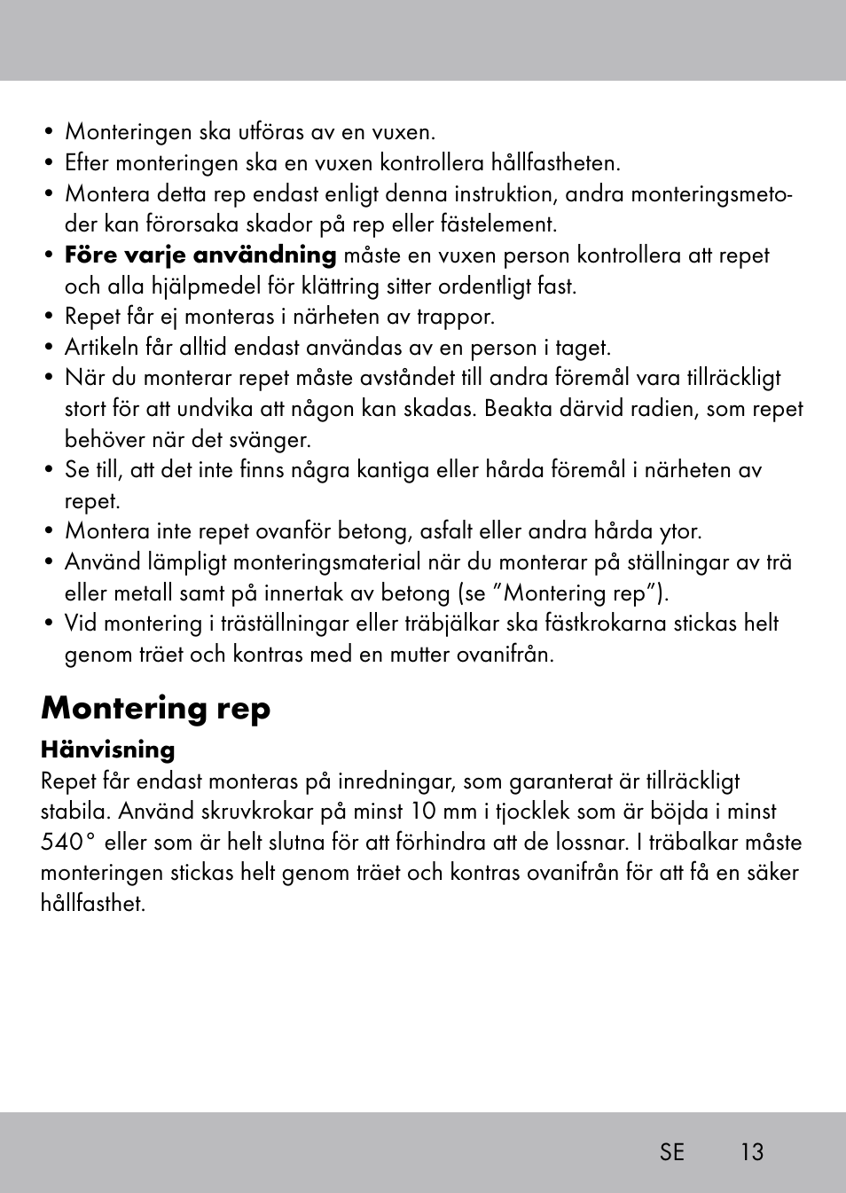 Montering rep | Playtive Swing Kletterseil User Manual | Page 11 / 32