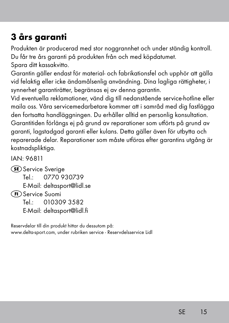 3 års garanti | Playtive Swing Kletterseil User Manual | Page 13 / 32