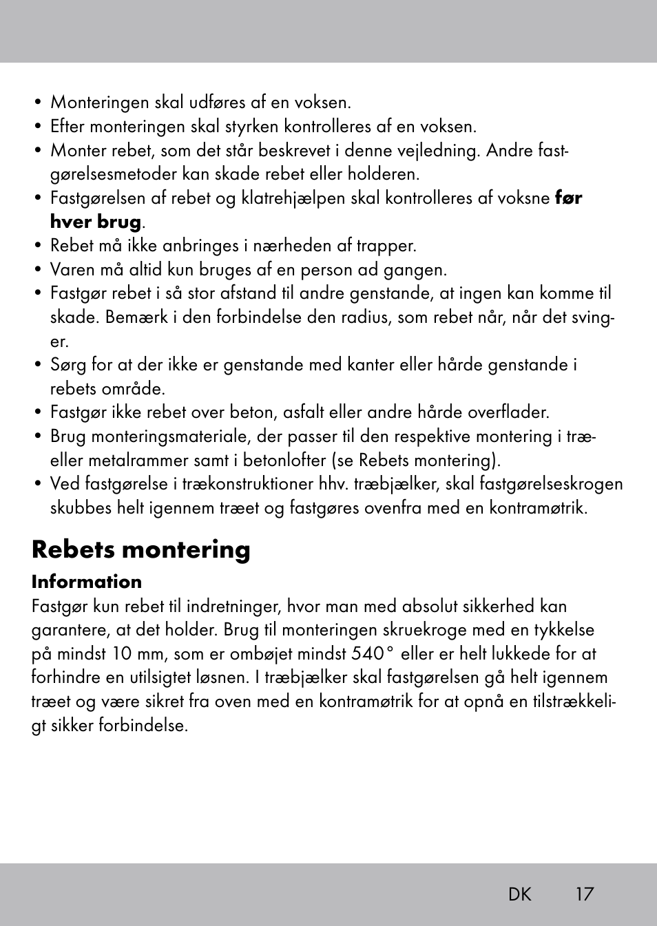 Rebets montering | Playtive Swing Kletterseil User Manual | Page 15 / 32