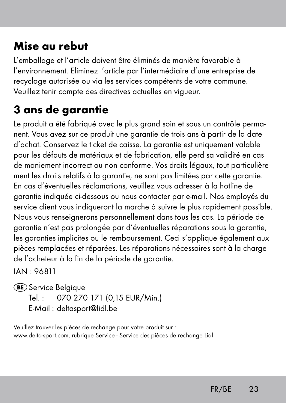 Mise au rebut, 3 ans de garantie | Playtive Swing Kletterseil User Manual | Page 21 / 32