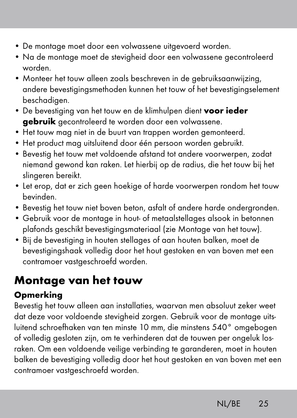 Montage van het touw | Playtive Swing Kletterseil User Manual | Page 23 / 32