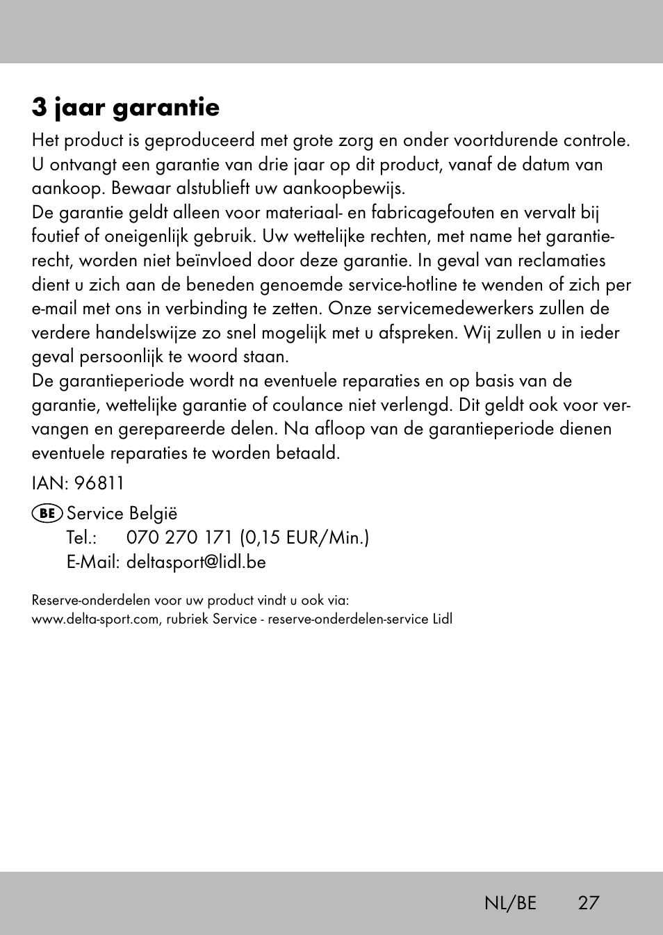 3 jaar garantie | Playtive Swing Kletterseil User Manual | Page 25 / 32