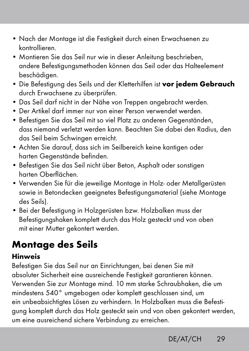 Montage des seils | Playtive Swing Kletterseil User Manual | Page 27 / 32