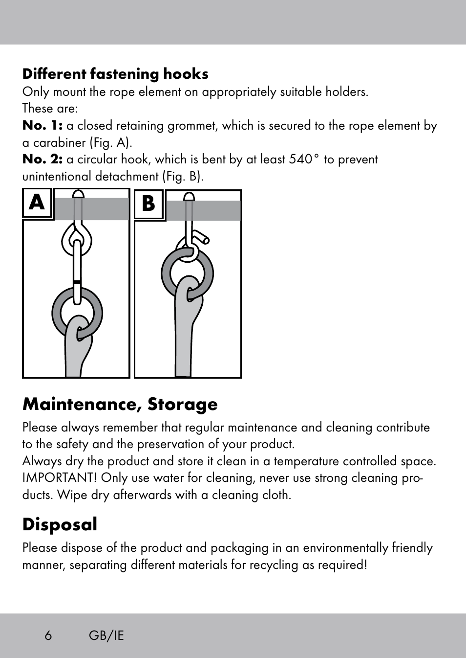 Maintenance, storage, Disposal | Playtive Swing Kletterseil User Manual | Page 4 / 32