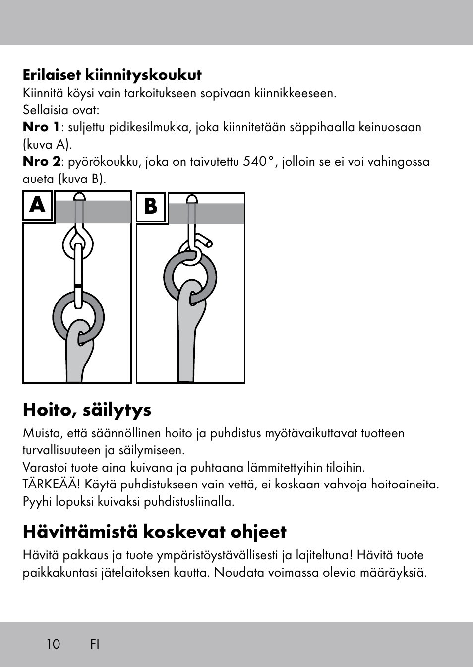 Hoito, säilytys, Hävittämistä koskevat ohjeet | Playtive Swing Kletterseil User Manual | Page 8 / 32