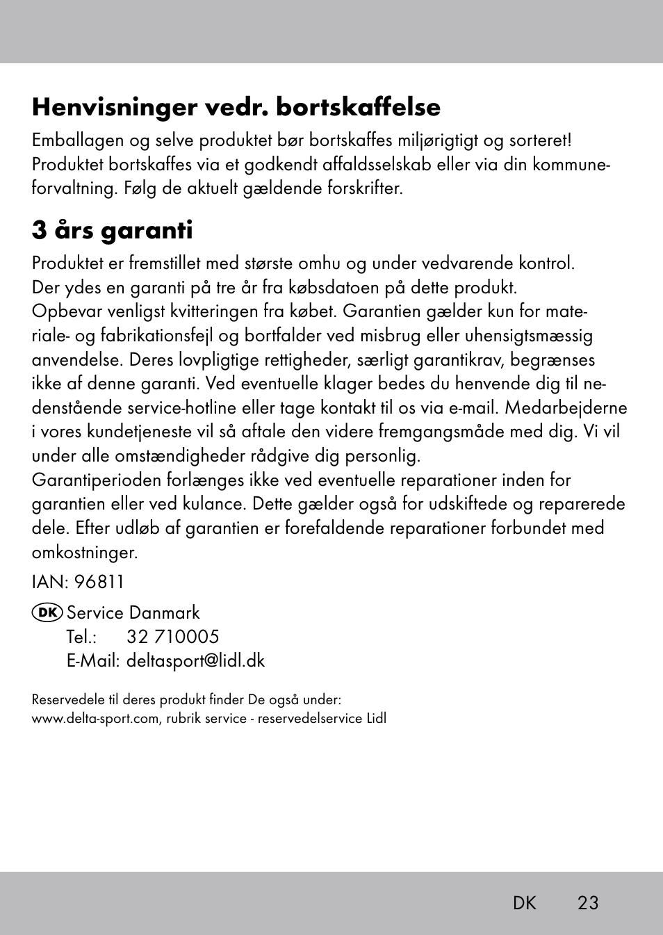 Henvisninger vedr. bortskaffelse, 3 års garanti | Playtive Swing Trapezschaukel User Manual | Page 21 / 40