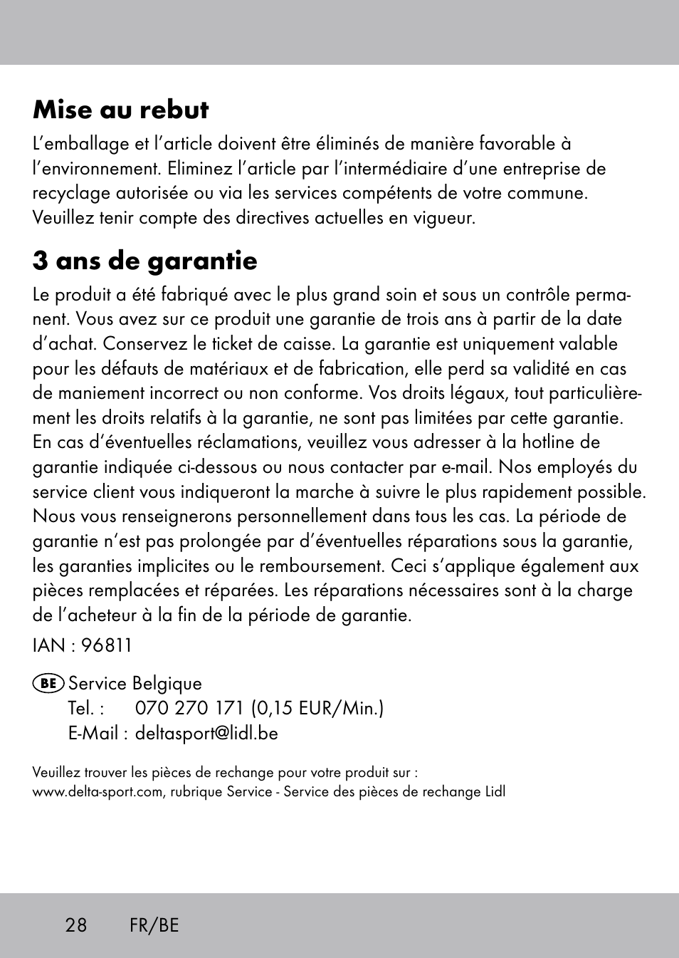 Mise au rebut, 3 ans de garantie | Playtive Swing Trapezschaukel User Manual | Page 26 / 40