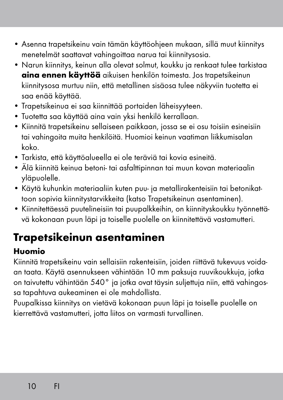 Trapetsikeinun asentaminen | Playtive Swing Trapezschaukel User Manual | Page 8 / 40