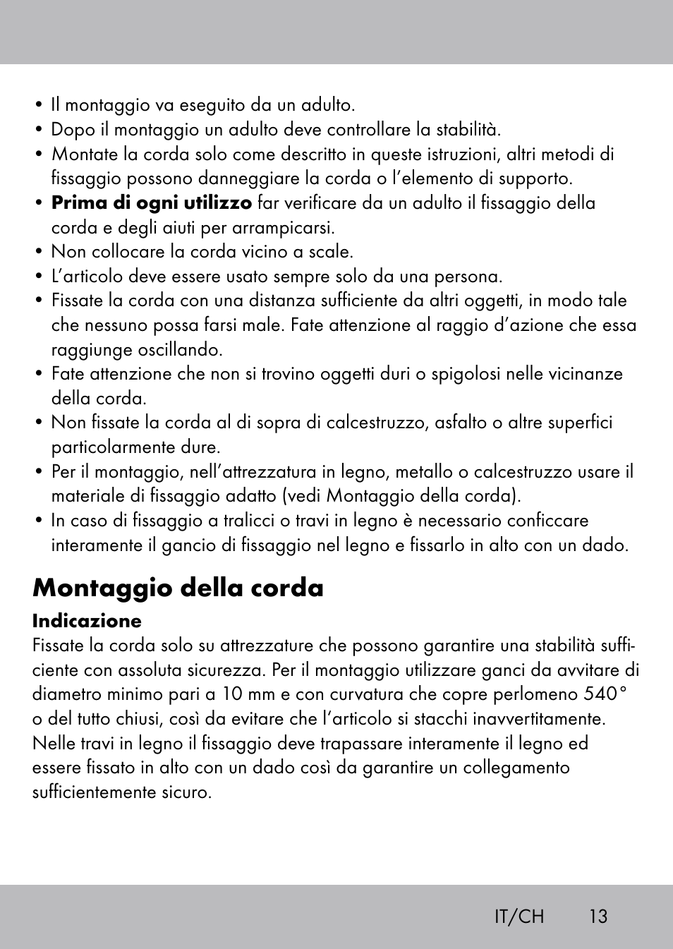 Montaggio della corda | Playtive Swing Kletterseil User Manual | Page 11 / 24