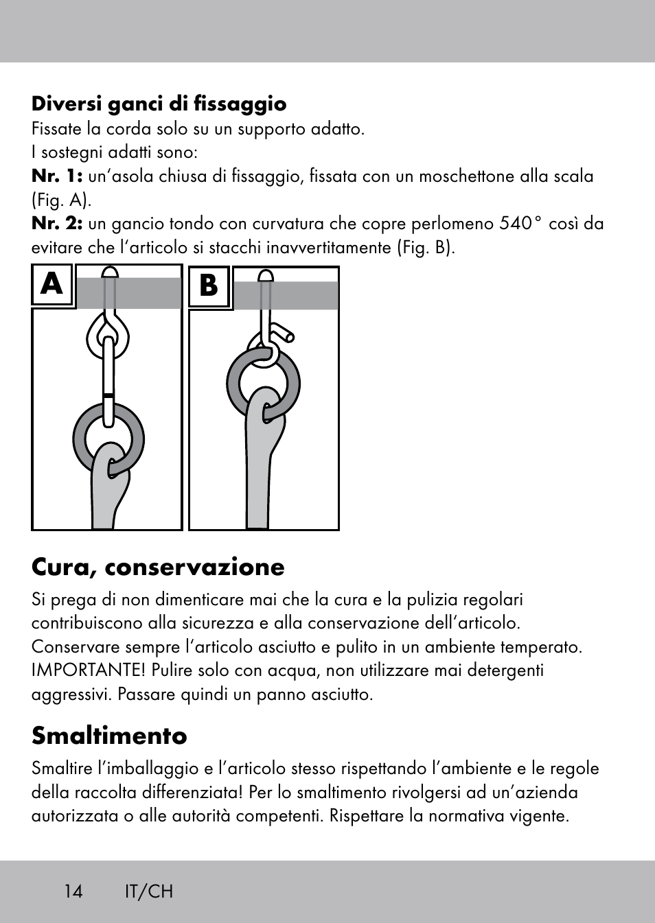 Cura, conservazione, Smaltimento | Playtive Swing Kletterseil User Manual | Page 12 / 24