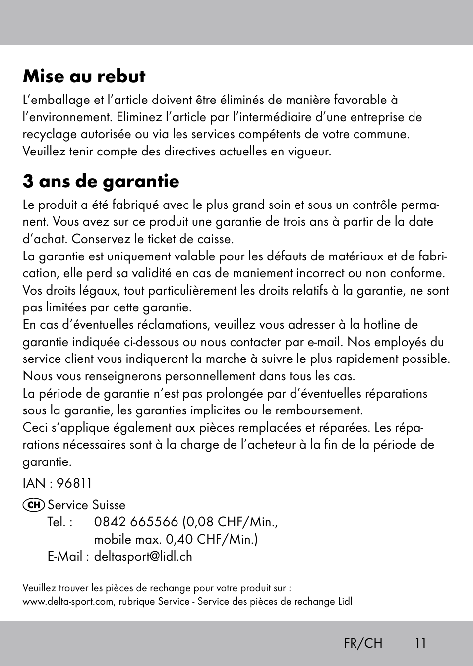 Mise au rebut, 3 ans de garantie | Playtive Swing Kletterseil User Manual | Page 9 / 24