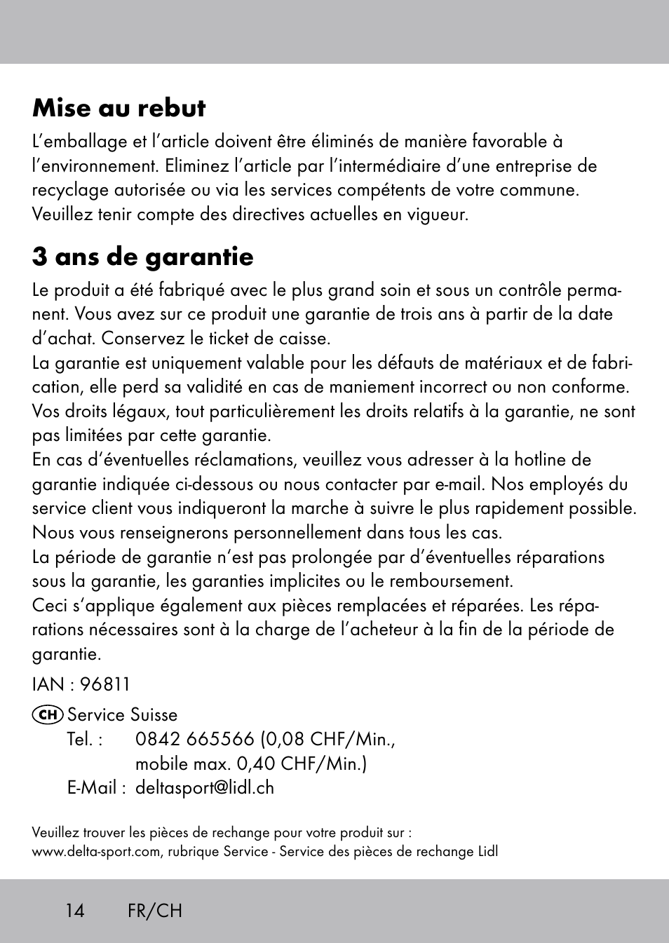 Mise au rebut, 3 ans de garantie | Playtive Swing Tellerschaukel User Manual | Page 12 / 28