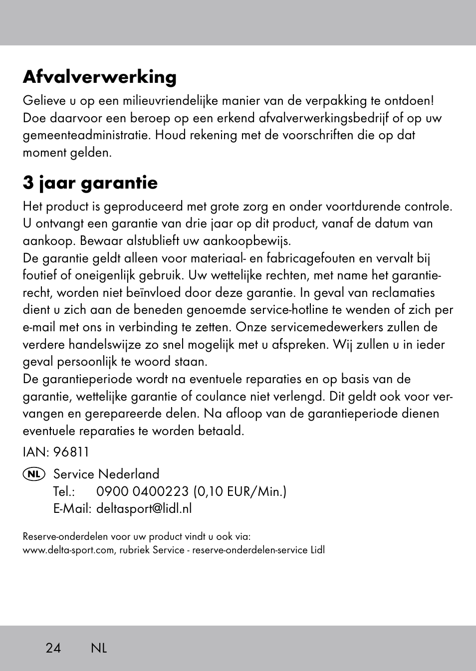 Afvalverwerking, 3 jaar garantie | Playtive Swing Tellerschaukel User Manual | Page 22 / 28