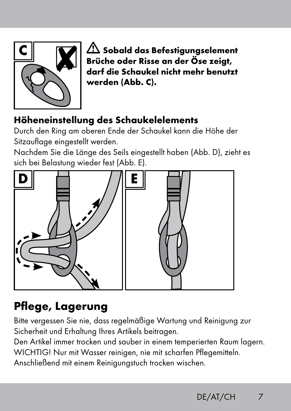 Pflege, lagerung | Playtive Swing Tellerschaukel User Manual | Page 5 / 28