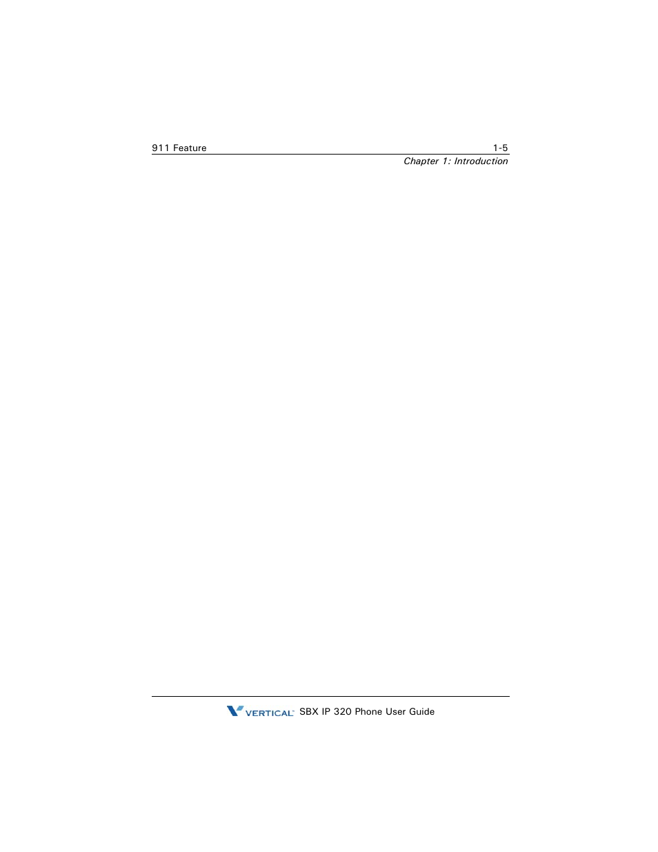 911 feature, 911 feature -5 | Vertical SBX IP 320 User Manual | Page 15 / 124