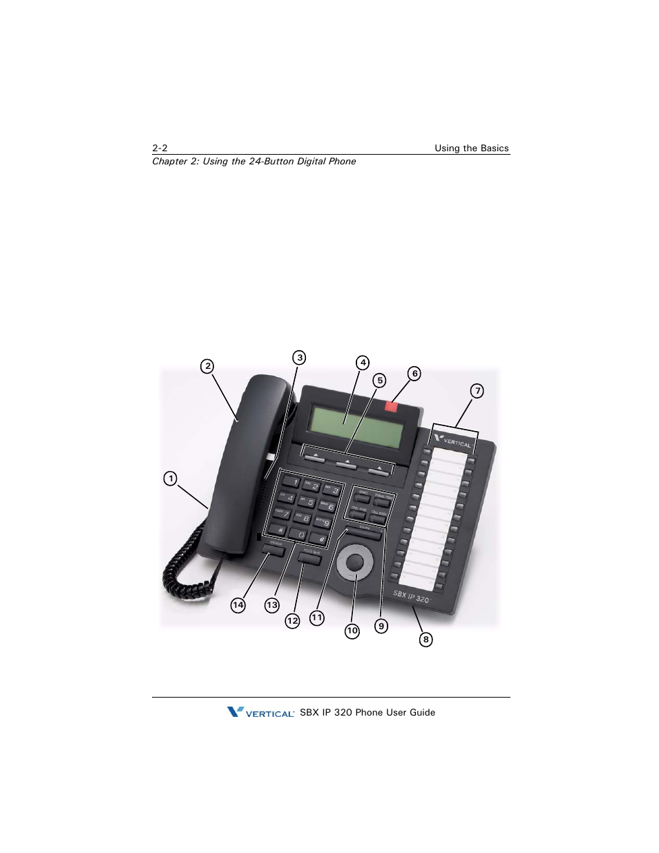 Using the basics, What’s on the 24-button digital phone, Using the basics -2 | What’s on the 24-button digital phone -2 | Vertical SBX IP 320 User Manual | Page 18 / 124