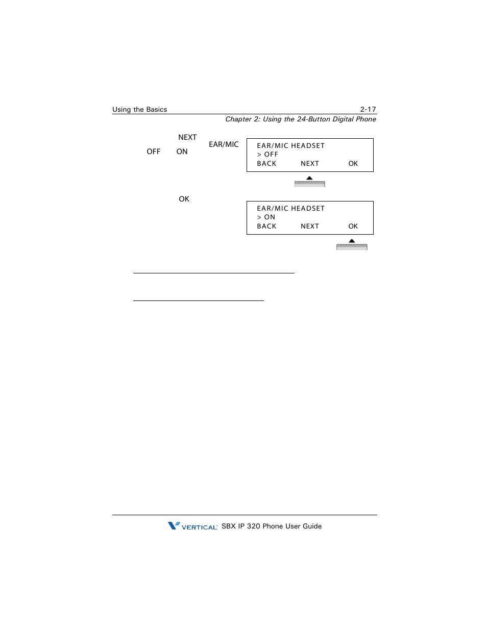Using the hold feature, Using the hold feature -17 | Vertical SBX IP 320 User Manual | Page 33 / 124
