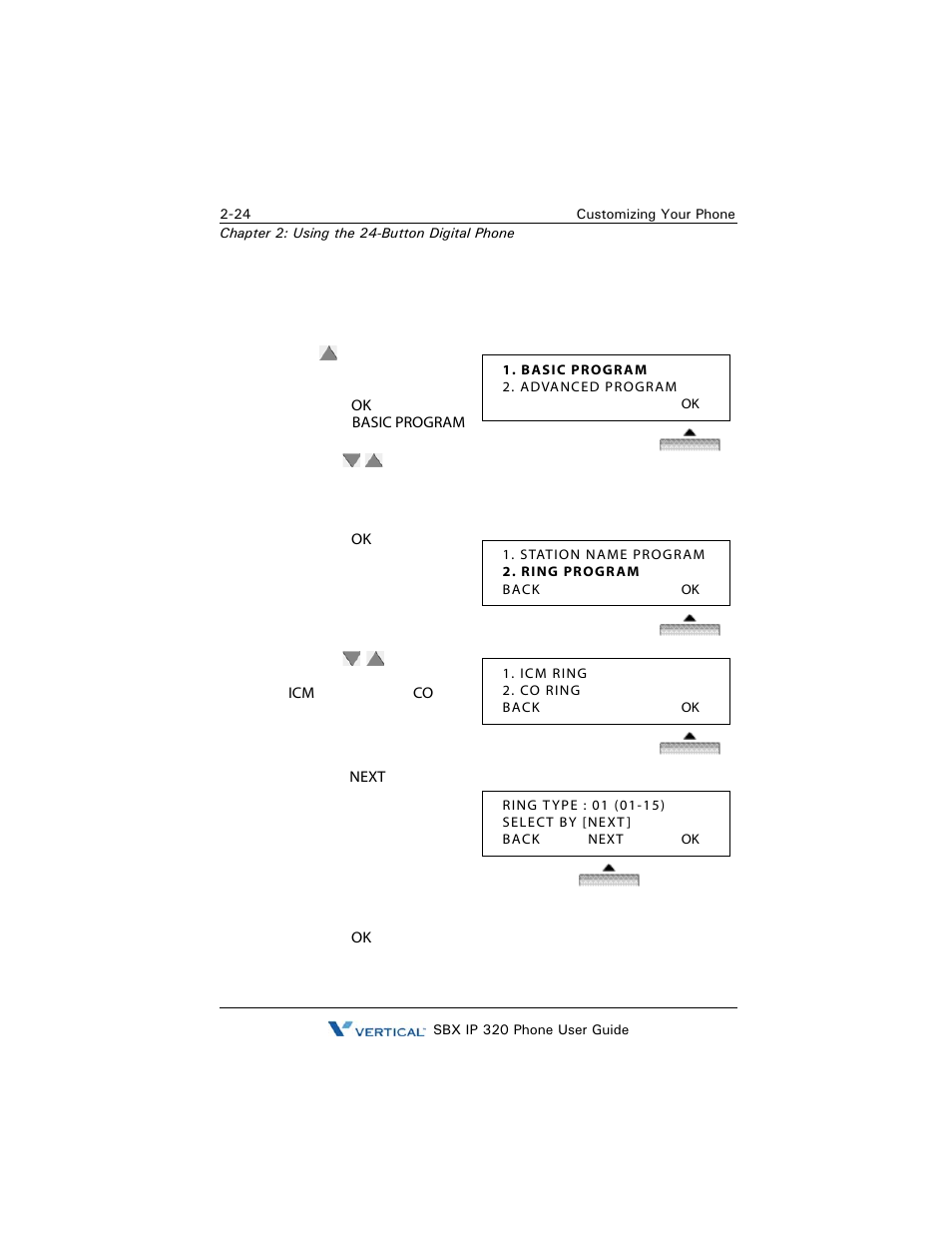 Setting ring types, Setting ring types -24 | Vertical SBX IP 320 User Manual | Page 40 / 124